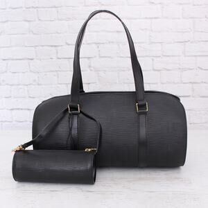 Louis Vuitton Papillon 30 Black Epi with Pouch Satchel Purse Handbag A3227
